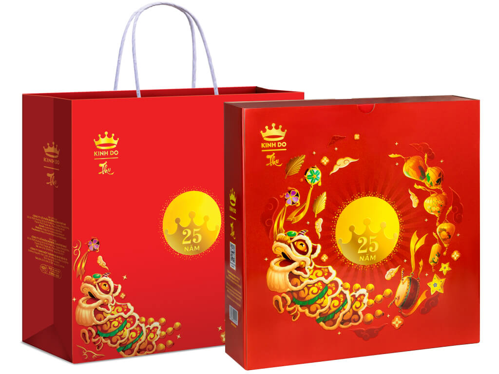 In hộp bánh trung thu Kinh Đô Thư Như Ý sang trọng Hộp 4 bánh trung thu Kinh Đô Thư Như Ý thiết kế cao cấp